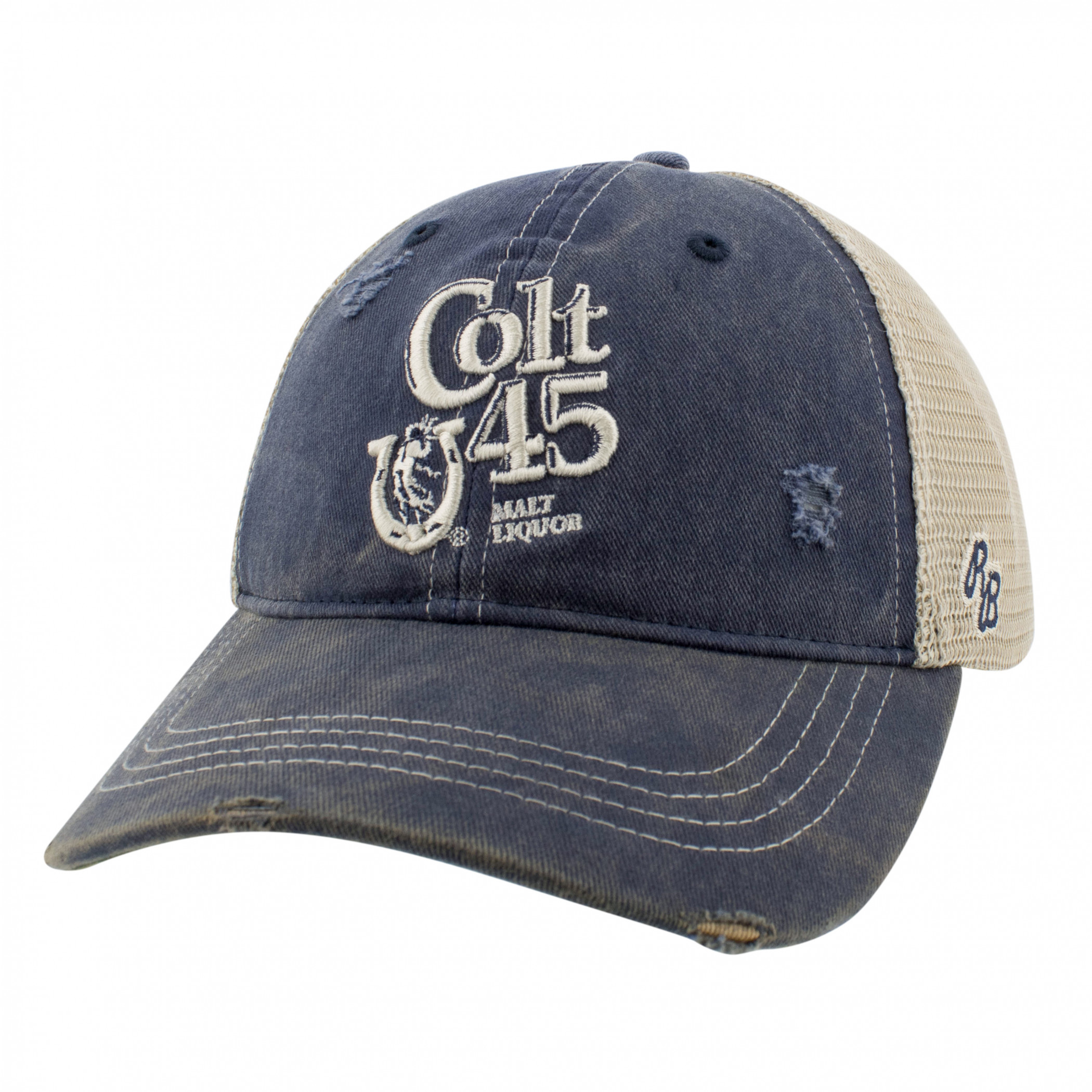 Colt 45 Malt Liquor Distressed Denim Trucker Hat